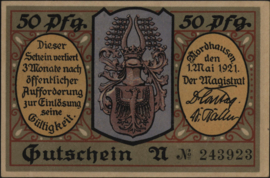 Duitsland - Noodgeld - Nordhausen Grab.: 987 50 Pfennig 1921