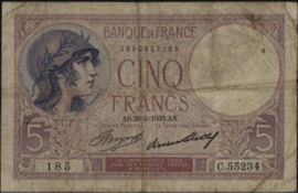 Frankrijk  P72 5 Francs 1933