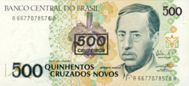 Brazil P226.b 500 Cruzeiros on 500 Cruzados Novos 1990 (No Date)