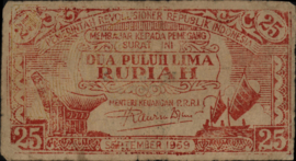 Indonesië, Rebellen leiders van PRRI ON1217 25 Rupiah 1959