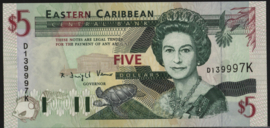 Eastern Caribbean States  P31/B215 5 Dollars 1994 (No date)