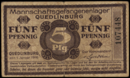 Germany - Emergency issues - Quedlinburg - Kriegsgenenlagers   Tie.:STN.05.02 5 Pfennig 1916