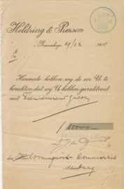 Nederland, Den Haag, Heldring & Pierson, Stortingsbewijs, 1918