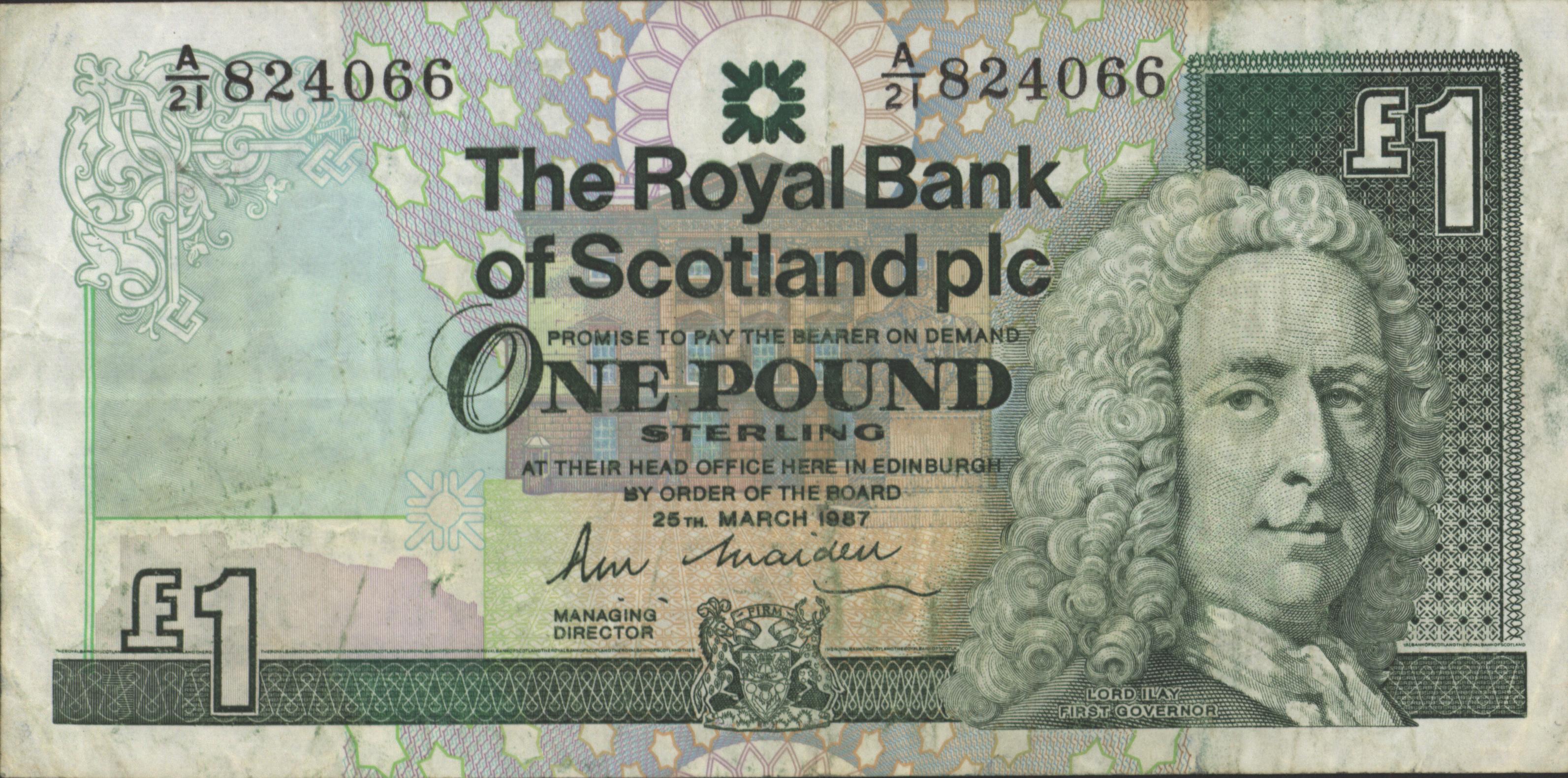 Royal Bank of Scotland plc P346.a 1 Pound 1987