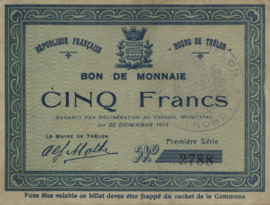France - Emergency - Trélon JPV-59.2512 5 Francs 1914