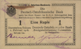 Duitsland - Oost Afrika  P20 1 Rupie 1916