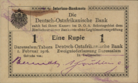 German East Africa  P20 1 Rupie 1916