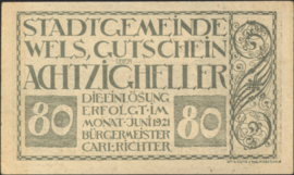 Oostenrijk - Noodgeld - Wels KK. 1167.III.l 80 Heller 1920 (No date)