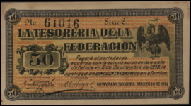 Mexico - La Tesorería de la Federación, Guaymas PS1059.a 50 Pesos 1914