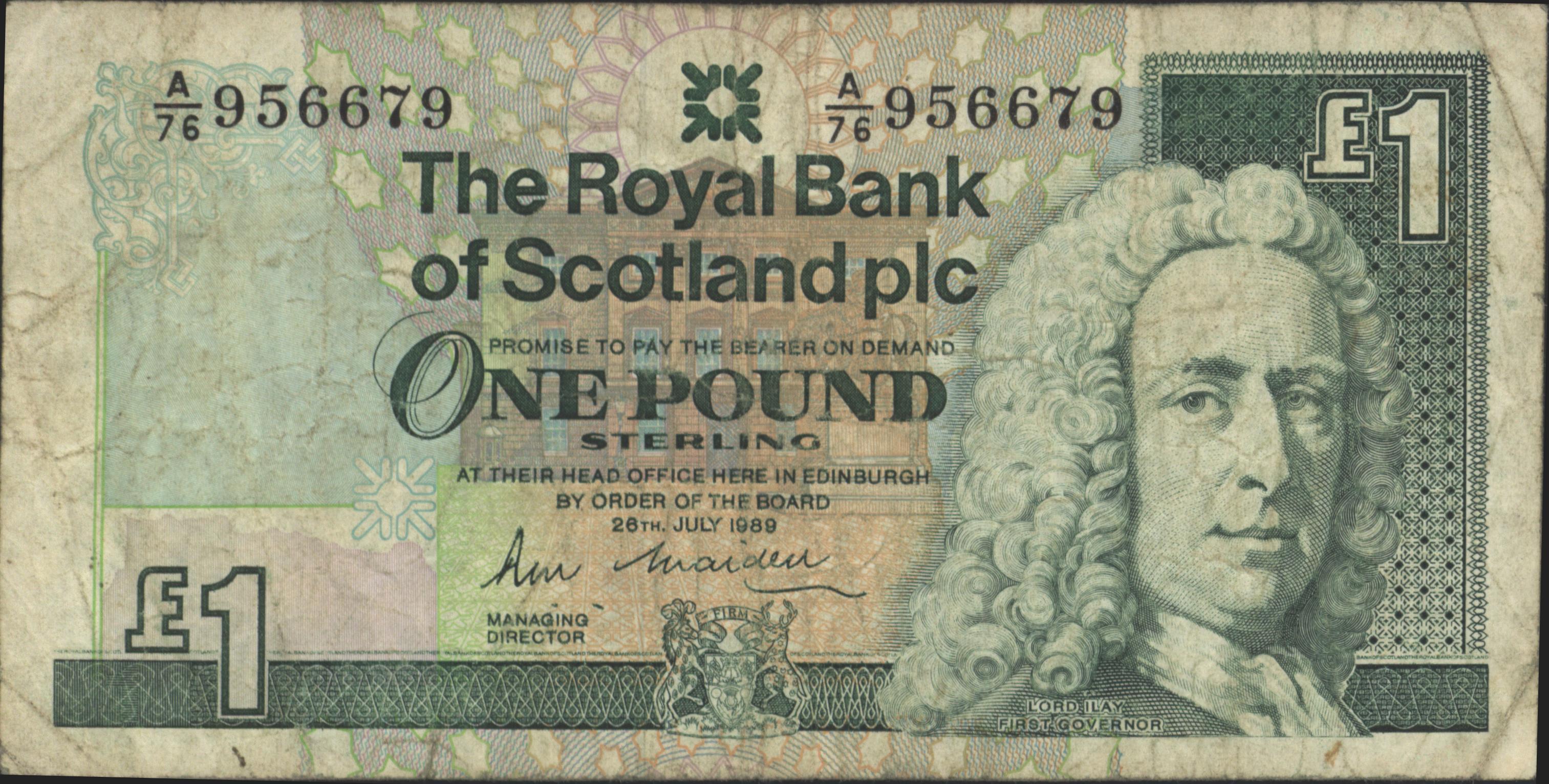 Royal Bank of Scotland plc P351.a 1 Pound 1989