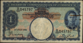 Malaya  P11 1 Dollar 1941