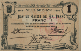 Belgium - Emergency issues - Dison  1 Franc 1914