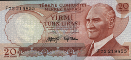 Turkey P187 20 Lira 1970