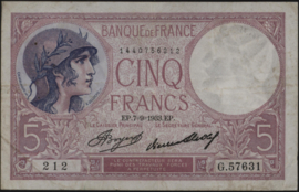 Frankrijk  P72 5 Francs 1933