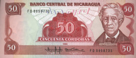 Nicaragua P153 50 Córdobas 1985