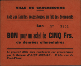 France - Emergency - Carcassonne JPV-NL/BNL 5 Francs (No date)