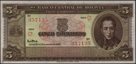 Bolivia P138/B327 5 Bolivianos 1945