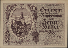 Oostenrijk - Noodgeld - Ruppersthal KK.854 10 Heller 1920
