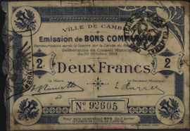 Frankrijk - Noodgeld - Cambrai JPV-59.449 2 Francs 1914