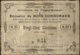 France - Emergency - Villers-Guislain JPV-59.2612 25 Centimes 1915
