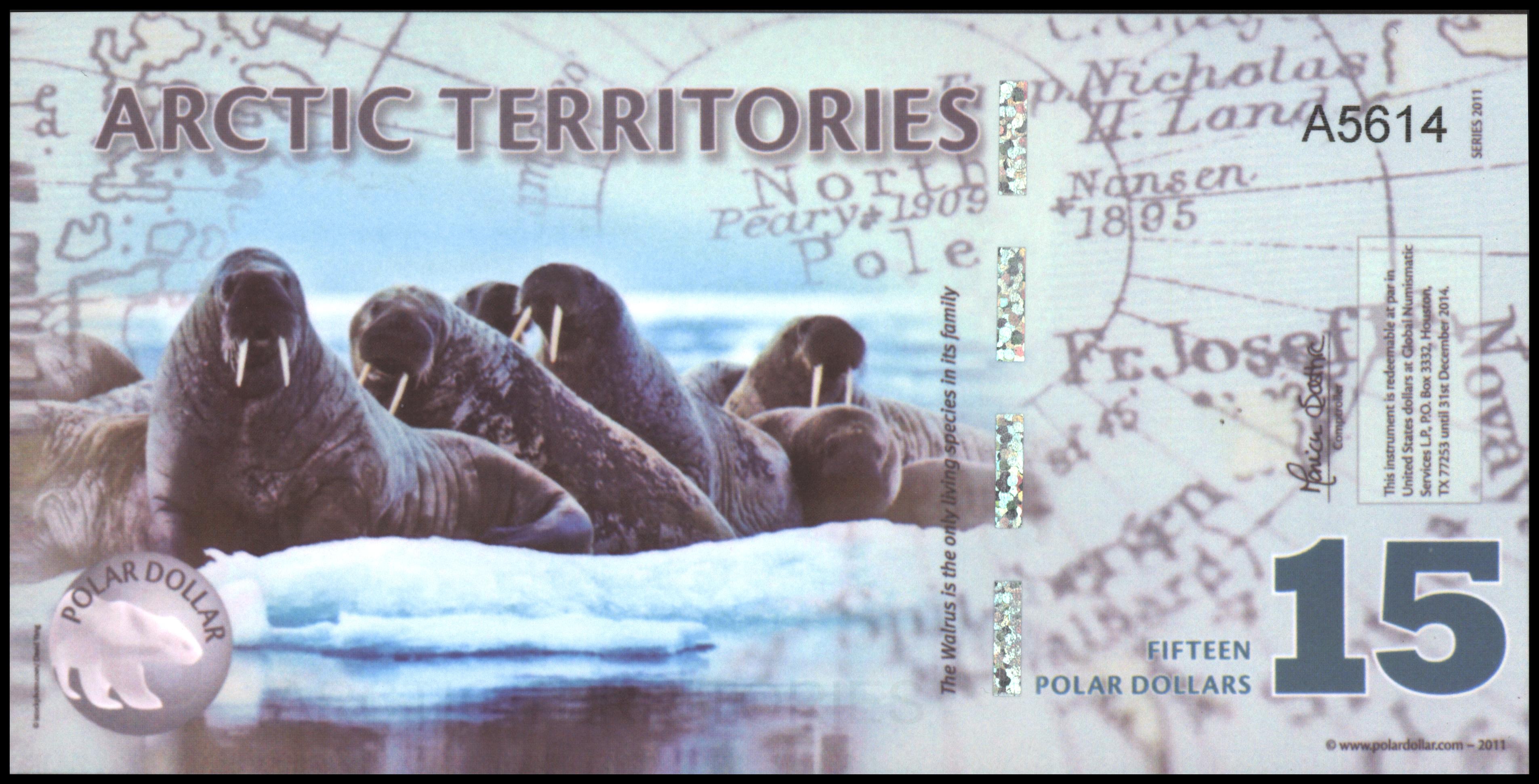 Arctic territories  FANT-ARC15 15 Dollars 2011