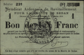 Frankrijk - Noodgeld - Sedan JPV-08 1 Franc 1916