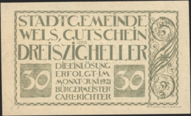 Austria - Emergency issues - Wels KK. 1167.III 30 Heller 1920 (No date)