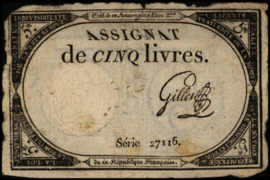 Frankrijk - Domaines Nationaux  PA76.052/100.Gillet 5 Livres 1793