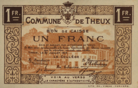 België - Noodgeld - Theux  1 Franc 1915 GEANNULEERD