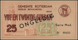 Nederland, Rotterdam, tijdelijk betaalmiddel, WO-II - Gemeentelijk noodgeld WO-II PL842.6.s1 25 Gulden 1944 (No date) SPECIMEN