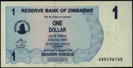 Zimbabwe  P37 1 Dollar 2006