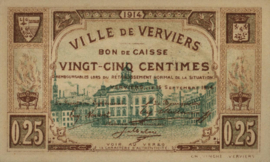 Belgium - Emergency issues - Verviers  25 Centimes 1914