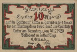 Duitsland - Noodgeld - Lutter am Barenberge Grab/Mehl.:847 10 Pfennig 1920