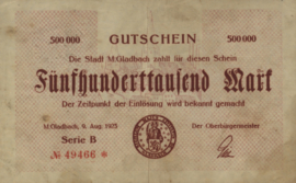 Germany - Emergency issues - M. Gladbach 3675/(Band 8) 500.000 Mark 1923