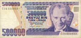 Turkey P208.a 500,000 Lira 1970