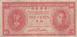 Hong Kong P323.a 10 Cents 1945