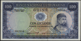 Portuguese Guinea P45.Sign var 1. 100 Escudos 1971