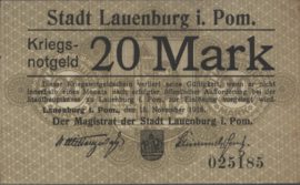 Duitsland - Noodgeld - Lauenburg i. Pom. Geiger:310 20 Mark 1918