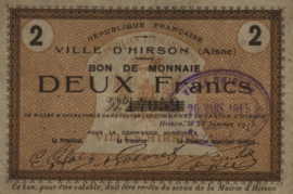 France - Emergency - Hirson JPV-02.1179 2 Francs 1915