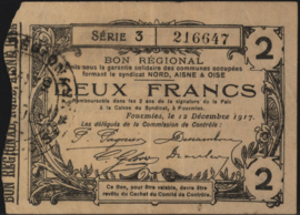 France - Emergency - Fourmies JPV-59.1134 2 Francs 1917