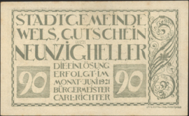 Oostenrijk - Noodgeld - Wels KK. 1167.III.l 90 Heller 1920 (No date)