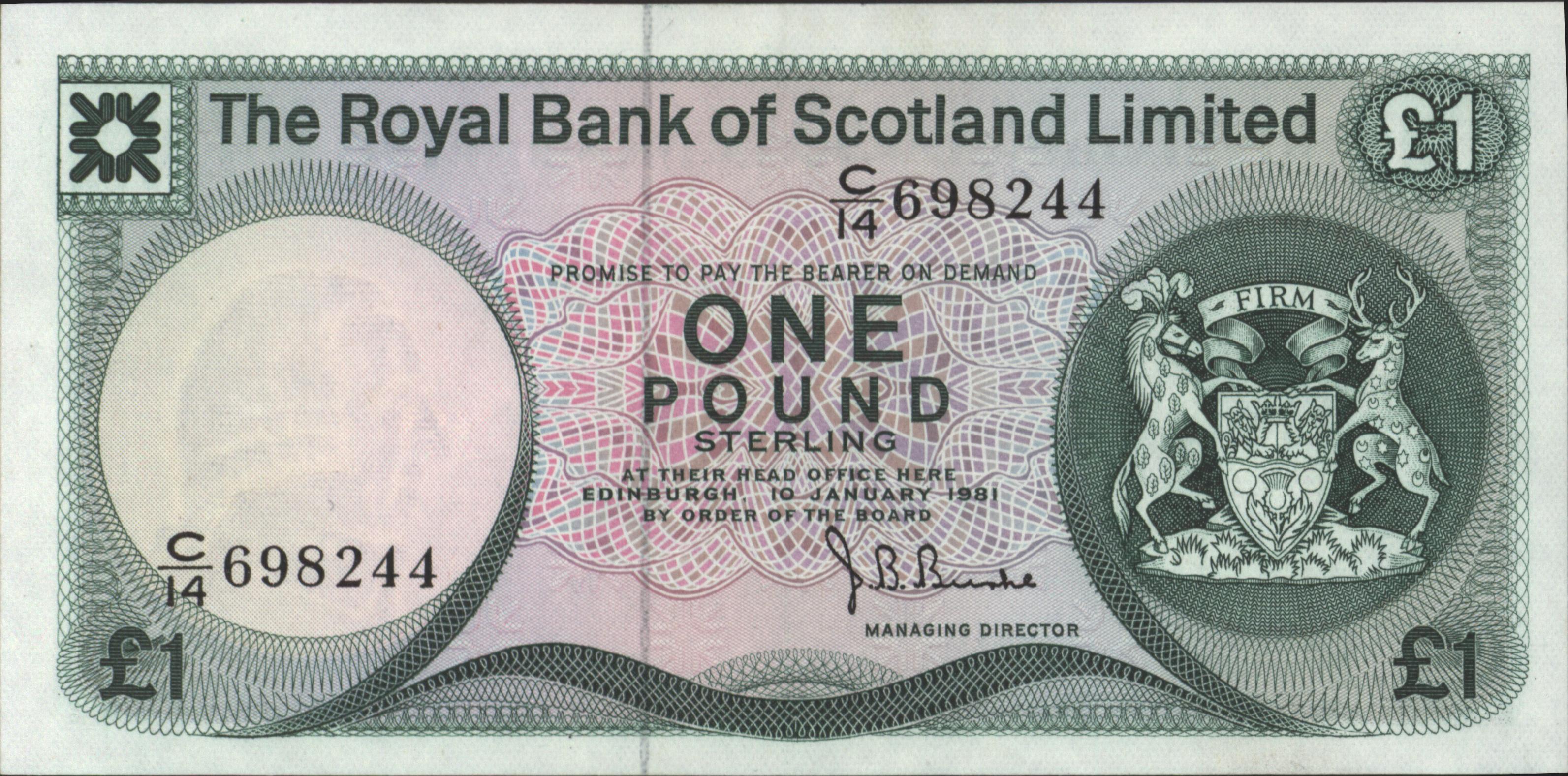 Royal Bank of Scotland ltd. P336.a 1 Pound 1981