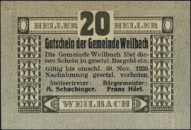 Oostenrijk - Noodgeld - Weilbach KK. 1148 20 Heller 1920