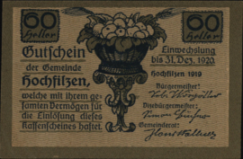 Austria - Emergency issues - Hochfilzen KK.:382 60 Heller 1921