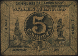 France - Emergency - Valenciennes JPV-59.3242 5 Centimes 1915