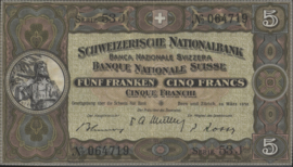 Switserland  P11.p 5 Francs 1952
