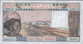 West African States/Togo P808T.n 5,000 Francs 1992