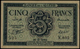 Algeria  P91 5 Francs 1942