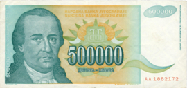 Yugoslavia P131 500,000 Dinara 1993