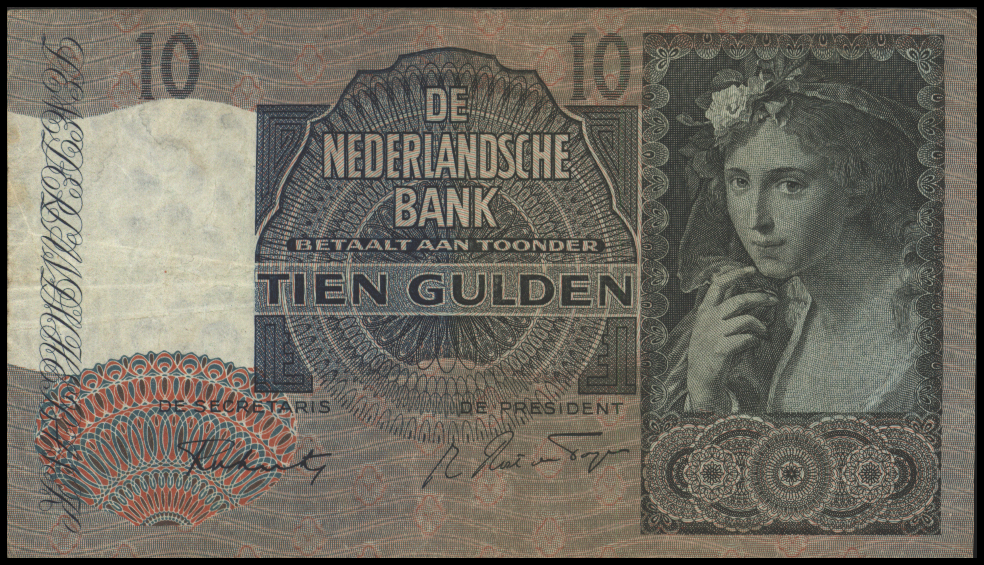 Netherlands  PL38.b 10 Gulden 1942